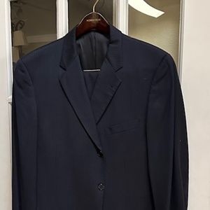 men's navy blue pinstripe suit